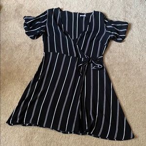 Black and white wrap dress